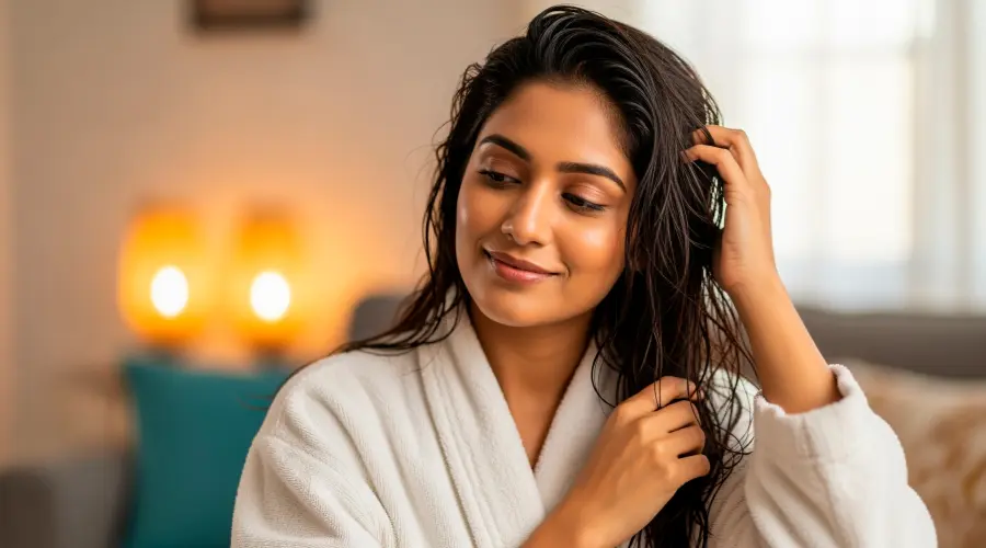 indian sugar baby takes care of her hair